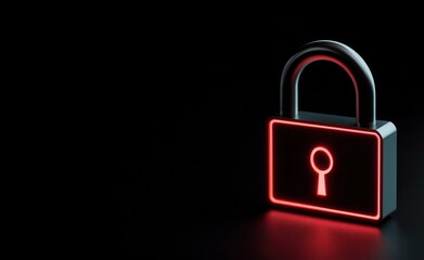 A glowing red padlock on a dark background, symbolizing security and protection.