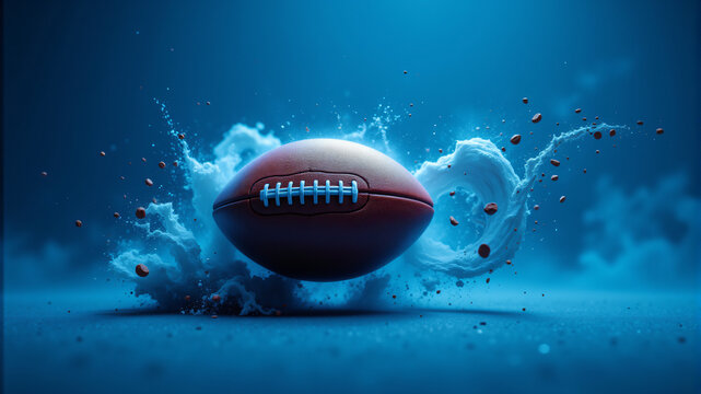Dynamic Football Splash in Blue Background - Powered by Adobe