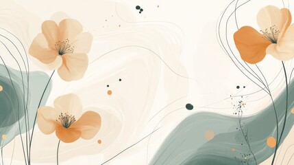 Abstract floral design, pastel hues, flowing background, wall art