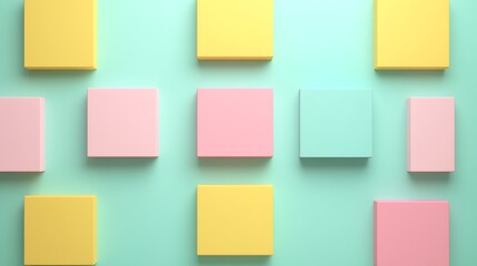 Fototapeta premium Colorful Geometric Shapes on Mint Background for Modern Design and Creative Projects