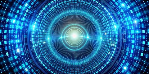 Obraz premium Abstract Blue Binary Code Tunnel with Rule of Thirds