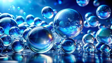 Abstract Blue Bubbles Background for Product Photography - High-Resolution Stock Image