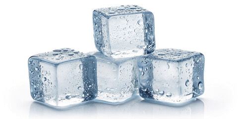 Three Ice Cubes Isolated for Refreshing Beverage Presentation