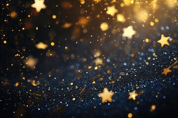 Elegant party background with champagne and golden confetti stars for special occasions