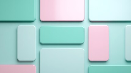 Colorful geometric shapes with soft pastel tones on a clean background for modern design elements