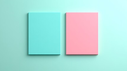 Fototapeta premium Colorful Minimalist Background with Turquoise and Pink Blank Canvas Panels for Artistic Inspired Projects