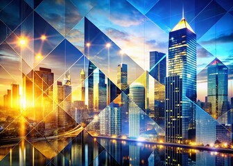 Obraz premium Abstract Corporate Double Exposure Background: Professional Business Design