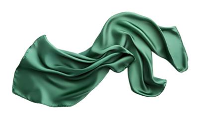 A green silk scarf, isolated on a white background