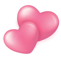 Pair of pink hearts isolated on a transparent background. I love you. Happy Valentine's Day. Day of lovers. Vector illustration
