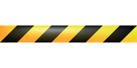 Warning tape with yellow and black stripes isolated on a transparent background. Stretched caution tape. Seamless vector illustration