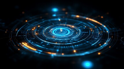 Abstract Blue and Orange Tech Hud Interface Background