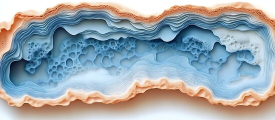 Obraz premium Abstract Blue and Peach Papercut Art Landscape Print