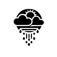 Sun and Clouds with Rain: A Weather Illustration.  A simple graphic design representing a sunny day with rain. Perfect for weather apps, blogs, or presentations.