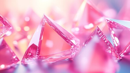 Fototapeta premium Pink glass pyramids sparkle, luxury backdrop