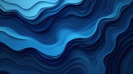 Fototapeta premium Abstract blue layered wave pattern. Ideal for backgrounds, website design, or tech presentations.