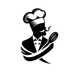 Chef Silhouette with Whisk: Culinary Arts, Cooking, and Restaurant Cuisine Concept