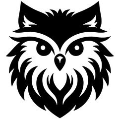 Silhouette of a combination of owl and wolf faces