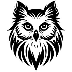 Silhouette of a combination of owl and wolf faces