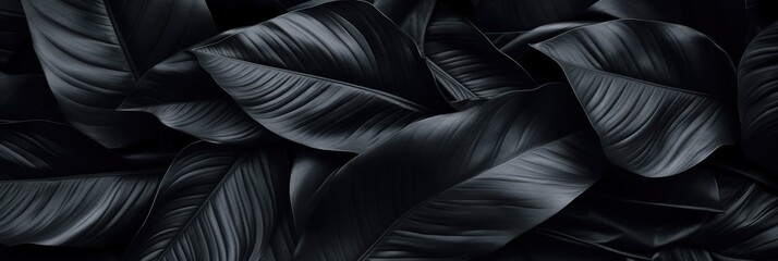 Fototapeta premium Abstract Black Textures of Leaves with Smooth and Glossy Finishes for Background Design and Artistic Projects