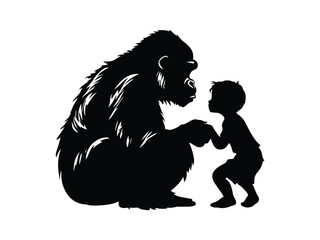 Fototapeta premium Romantic Gorilla Silhouette – Valentine's Day Animal Love Clipart