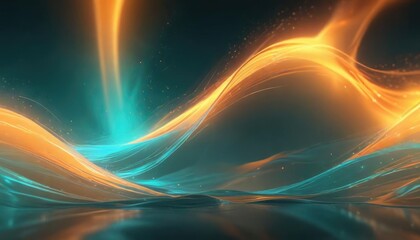 Softly glowing abstract background with flowing orange and teal hues, Unique Background, Swirl, Colorful Art