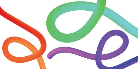 Vector Graphic with Wavy Lines in Rainbow Colors. Abstract Color Gradient Swirl Shapes Set in white background . Colorful Fluid Wave Pattern. Squiggly Design Elements