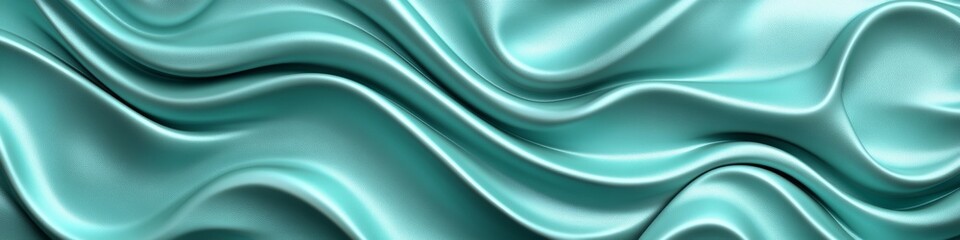 Obraz premium Abstract Background With Delicate Mint Green Waves, Elegant Minimalism Design, Smooth Silk Texture