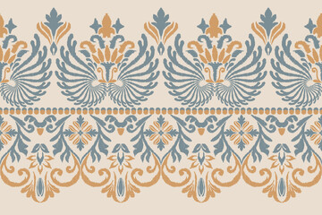 Motifs African boho paisley Floral Ikat pattern embroidery border. Ethnic ikat floral Ethnic Indian Pattern Ikat pattern Ethnic Pattern.Border Indian floral Aztec embroidery border seamless patterns.