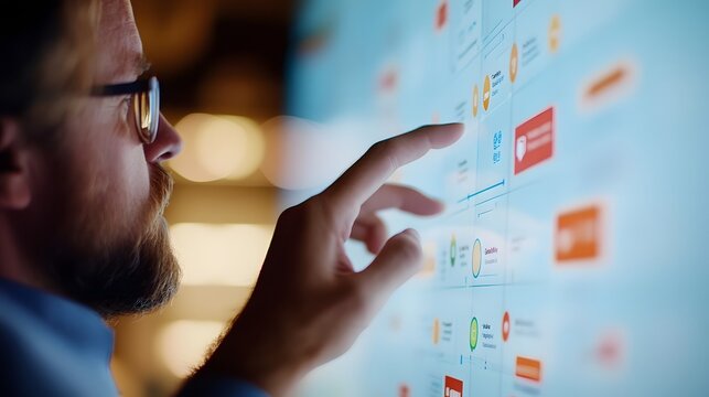 Marketing Team Analyzing Interactive Customer Journey Map