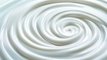 Fototapeta premium A close-up of smooth, creamy white substance swirling elegantly, suggesting richness and texture, perfect for culinary or cosmetic applications.