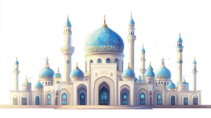 Fototapeta premium Majestic Architectural Design of Fantasy Palace with Blue Domes