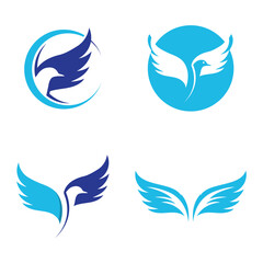 bird and wing logo icon vector illustration template design