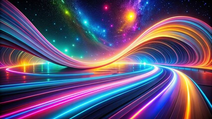 Abstract Night Wave Background: Colorful Curving Lines & Vibrant Swirls