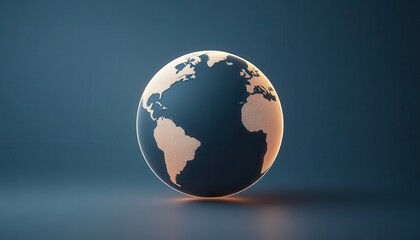 Fototapeta premium Glowing globe representing Earth, showcasing continents with rich details. Ideal for environmental, educational, or scientific themes.