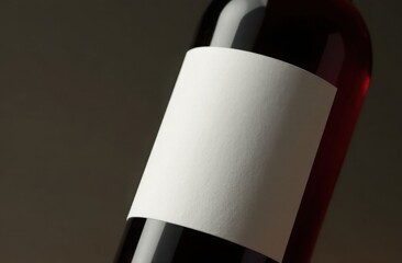 Close up of wine bottle with a blank label. mockup. High quality photo