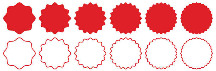 Blank badge sticker label and red starburst set