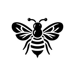 Striking Black and White Bee Icon: A Simple, Elegant Vector Graphic Design