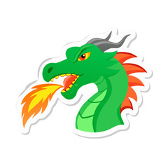 Obraz premium Green fire-breathing dragon sticker