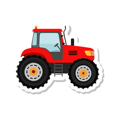 Obraz premium Red tractor farm vehicle sticker