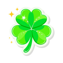 Fototapeta premium Green lucky clover sticker