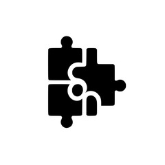 Interlocking Puzzle Pieces: Teamwork, Strategy, and Solution Concept. Business, Logic, and Problem-Solving Icon