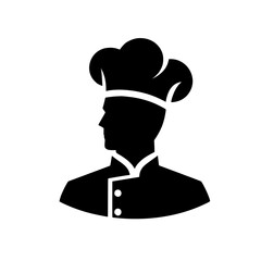 Chef Silhouette: A Culinary Icon.  A striking black and white vector graphic of a chef, perfect for restaurant logos, culinary websites, and food-related designs.