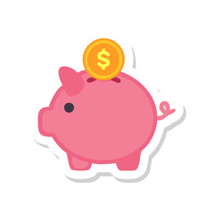 Obraz premium Cute piggy bank with dollar coin