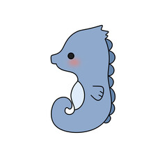 A cute blue seahorse with a pink nose