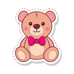 Fototapeta premium Brown teddy bear with pink bowtie