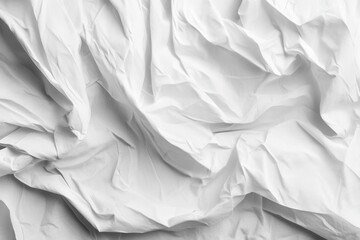 Obraz premium Crumpled white fabric texture, abstract background. Ideal for designs needing a clean, textured feel, evokes concepts of purity, simplicity.