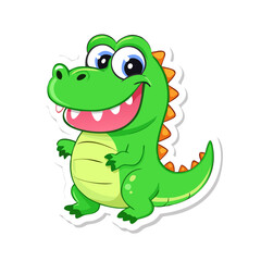 Obraz premium Cute green crocodile character sticker