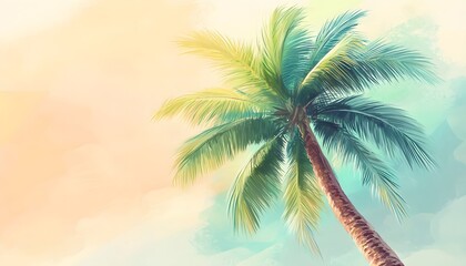 A Single Palm Tree Against A Pastel Sky