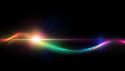 Fototapeta premium rainbow overlay light on black background, Overlay Texture with flare effect, Special lens flash with sparkle