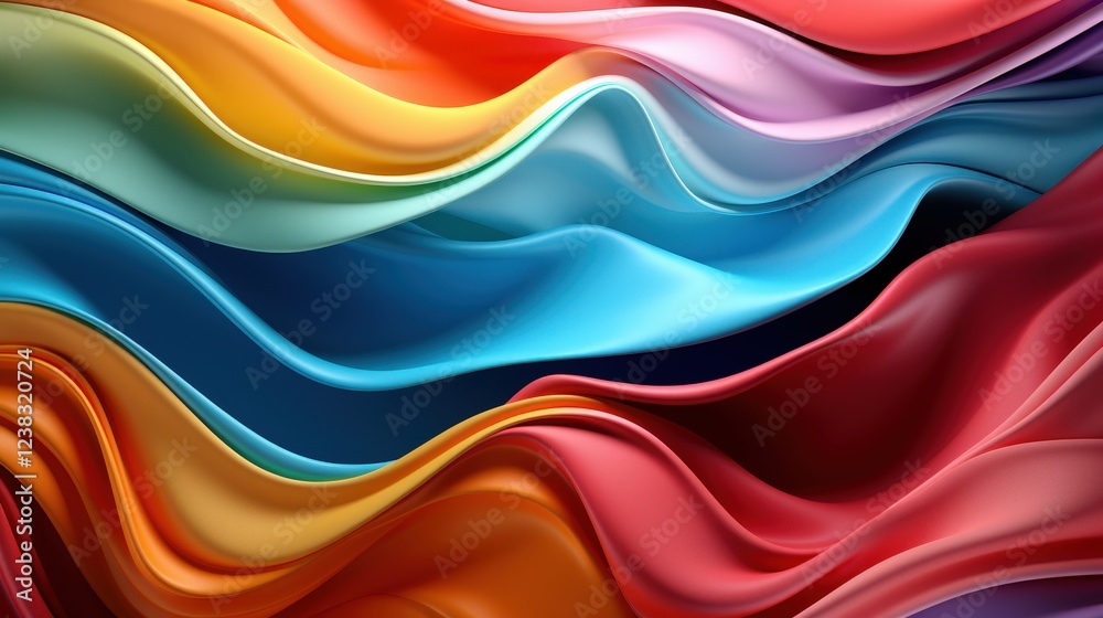 Poster colorful satin waves flowing in vibrant patterns with gradients and smooth textures for background u